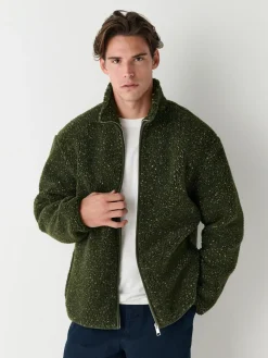 Next Nep vert kaki - Polaire zippée en entonnoir en peau de mouton|Homme Vêtements Détente|Manteaux Et Vestes