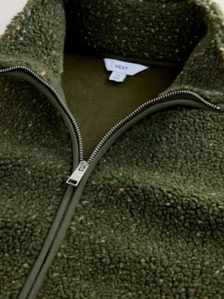 Next Nep vert kaki - Polaire zippée en entonnoir en peau de mouton|Homme Vêtements Détente|Manteaux Et Vestes
