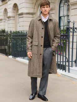 Best Next neutre - Manteau à carreaux pied-de-poule en tissu italien riche en laine