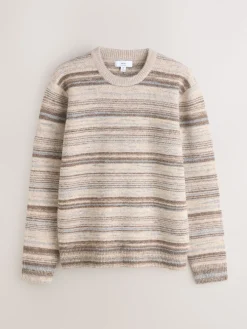 Best Next neutre - Pull rayure col rond coupe classique avec laine