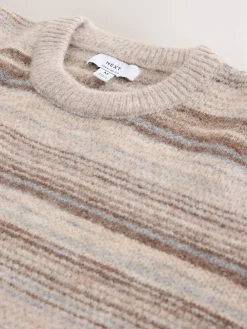 Best Next neutre - Pull rayure col rond coupe classique avec laine