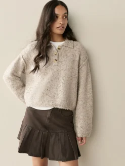 Outlet Next Neutre neutre - Pull polo à manches longues Boucle