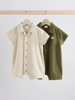 Clearance Next Neutre/kaki - Lot de barboteuses texturées bébé 2