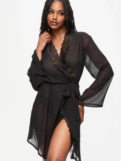 Ann Summers Noir - Peignoir en mousseline qui promet