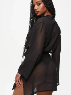 Ann Summers Noir - Peignoir en mousseline qui promet