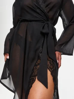 Ann Summers Noir - Peignoir en mousseline qui promet