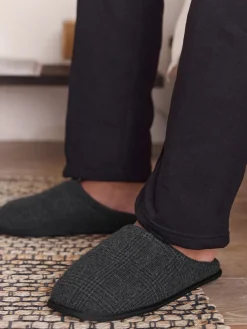 Next Noir - Chaussons mules à carreaux|Homme Vêtements Détente|Chaussons