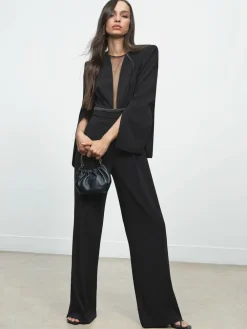 Clearance Reiss Noir - Combinaison Evora à décolleté plongeant et manches fendues
