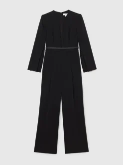 Clearance Reiss Noir - Combinaison Evora à décolleté plongeant et manches fendues