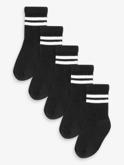 Clearance Next - Cushioned Semelle intérieure Cotton Rich Ribbed Tipped Chaussettes 5 Lot Noir