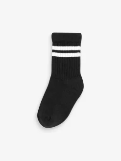 Clearance Next - Cushioned Semelle intérieure Cotton Rich Ribbed Tipped Chaussettes 5 Lot Noir