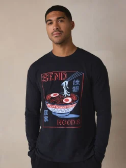Clearance Next Noir - Ensemble pyjama graphique en jersey à manches longues