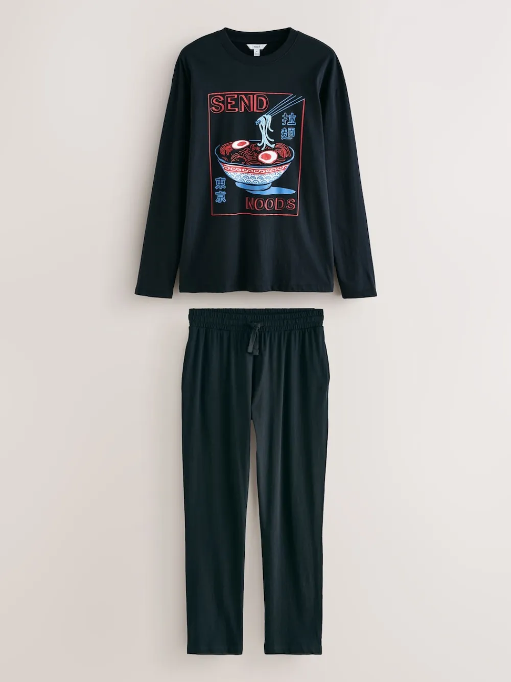 Clearance Next Noir - Ensemble pyjama graphique en jersey à manches longues