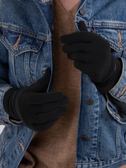 Best Totes Noir - Gants d’hiver Isotoner Smartouch thermiques pour femme avec détails de passepoil