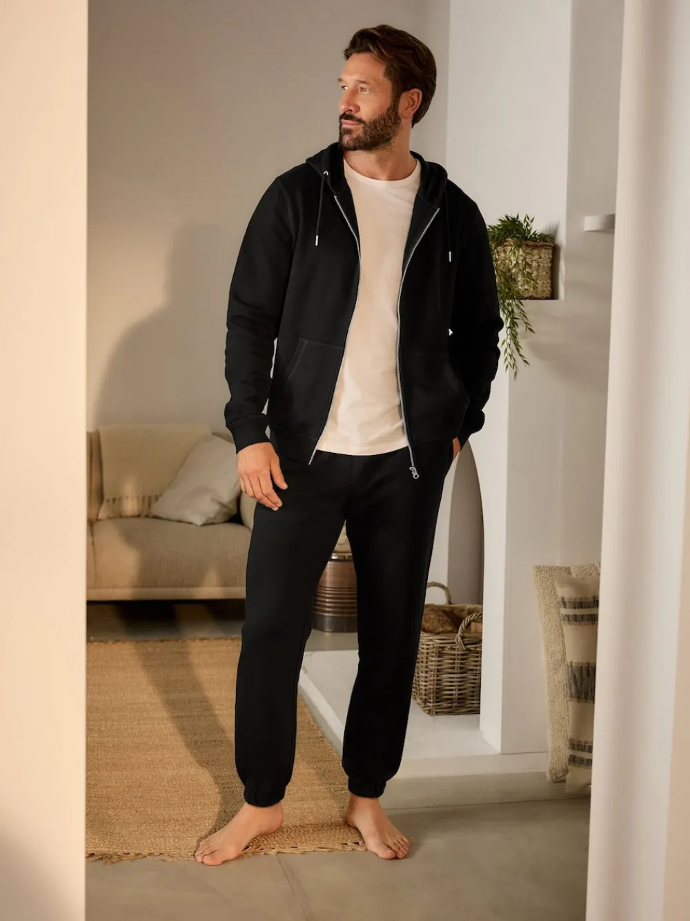 Sale Next Noir - Jogging ouvert lourd à dos brosse