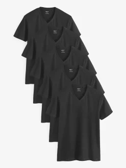 Discount Next Noir - Lot de 5 T-shirts Col en V 100% Coton Coupe ajustée