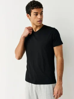 Discount Next Noir - Lot de 5 T-shirts Col en V 100% Coton Coupe ajustée