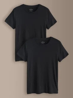 Next Noir - Lot de 2 t-shirts Signature TENCEL™ Lyocell|Homme Vêtements Détente|Sous-Vêtements