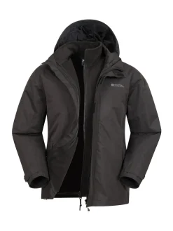 Best Mountain Warehouse - Mens Fell 3-In-1 Veste résistante à l'eau Noir