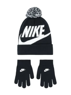 Sale Nike Noir - ensemble bonnet et gants à pompons Swoosh