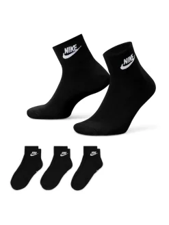Nike Noir - Tous les jours Essentiel Cheville 100% Coton Chaussettes 3 Lot|Homme Chaussettes|Chaussettes