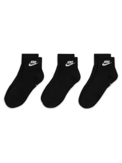Nike Noir - Tous les jours Essentiel Cheville 100% Coton Chaussettes 3 Lot|Homme Chaussettes|Chaussettes