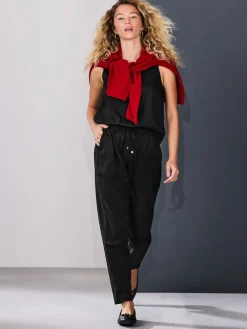 New Next Noir - Pantalons de travail à enfiler avec lin