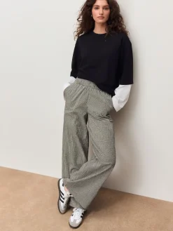 Sale Next Noir - Pantalons Jambe large Vichy