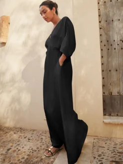Best Next Noir - Robe longue caftan en jersey
