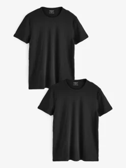 Next Noir - Slim Fit (Slim Fit) - T-shirts de superposition en coton 100 %, lot de 2|Homme Sous-Vêtements|Sous-Vêtements