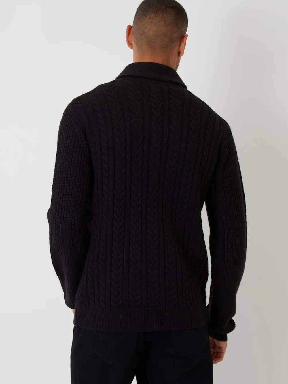 Best Threadbare Noir - Cable Knit Shawl Collar Cardigan With Wool