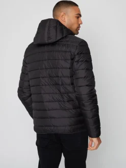 Hot Threadbare Noir - Matte Finish Padded Showerproof À capuche Veste