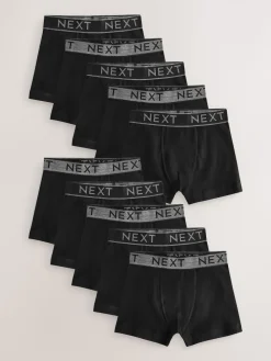 Best Next - Lot de 10 boxers (1.5-16ans) Noir avec taille grise