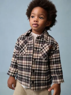 Best Next Noir et blanc - Veste-chemise à carreaux doublée de peau de mouton (3mois7ans)