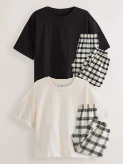 Best Next Noir/Blanc - Lot de 2 pyjamas tissés à carreaux (3-16ans)