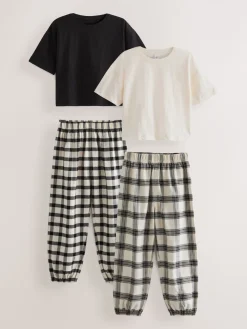 Best Next Noir/Blanc - Lot de 2 pyjamas tissés à carreaux (3-16ans)