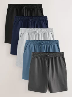 Next Noir/bleu/gris - Lot de 5 shorts de jogging Loopback Soft Touch|Homme Vêtements Détente|Shorts