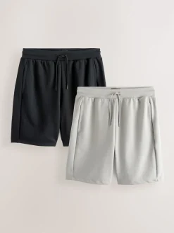 Next Noir/Gris - Lot de 2 shorts en jersey à poche zippée|Homme Vêtements Détente|Shorts