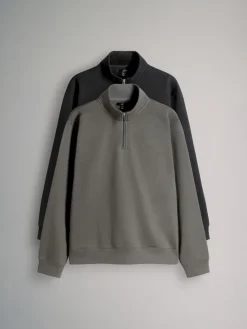 Discount The Set Noir/Gris - lot de 2 Sweat-shirts à col zippé