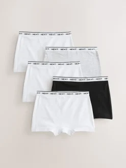Best Next - Lot de 5 caleçons (2-16ans) Noir/Gris/Blanc