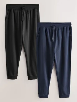 Outlet Next Noir/Marine - Ourlets resserrés - Lot de 2 pantalons de jogging ouverts Loopback Soft Touch