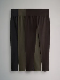 Clearance The Set Noir/Marron Chocolat/Kaki - lot de 3 leggings côtelés actifs
