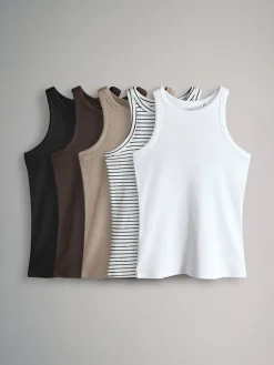 Hot The Set Noir/marron chocolat/marron taupe/stipe/blanc - lot de 5 gilets côtelés de course