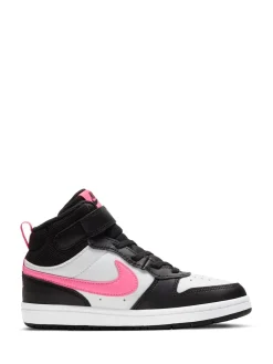 Clearance Nike - Junior Court Borough Mid Trainers Noir/Rose