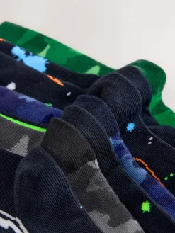 Best Next - Paquet de chaussettes en coton riche 7 Noir/Vert Drippy Gamer