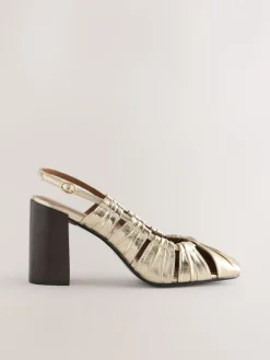 Best Next Or - Chaussures Forever Comfort® en Cuir à talons carrés fendus et bride arrière