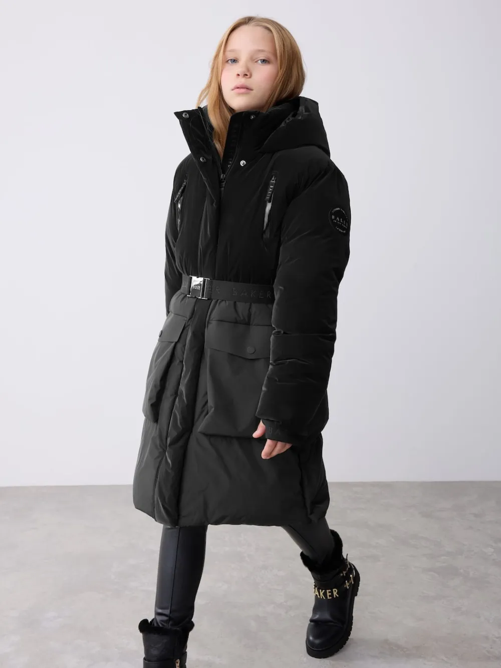 Best Baker by Ted Baker Parka longue imperméable à ceinture noire rembourrée