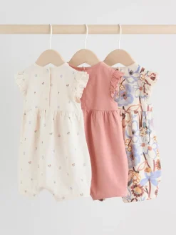 Hot Next Épaule à volants fleuri lilas et écru - Lot de 3 barboteuses