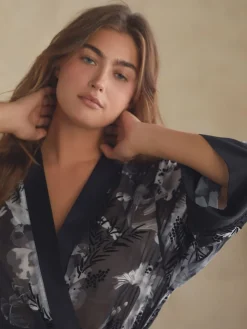 B by Ted Baker Peignoir Noir Bird|Femme Tous Les Vêtements De Nuit Et Détente|Robes De Chambre