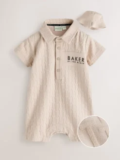 Baker by Ted Baker Pierre - ensemble barboteuse et chapeau texturé| Grenouillères Et Dors-Bien|Barboteuses Et Salopettes